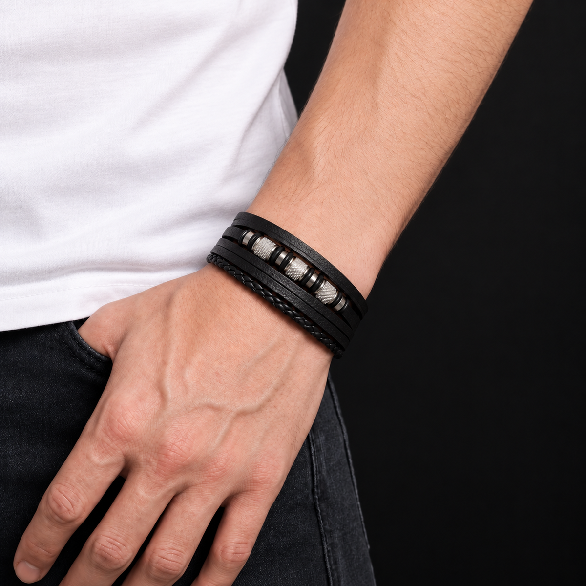Juego de regalo de pulsera con nudo infinito y nombre grabado para hijo 