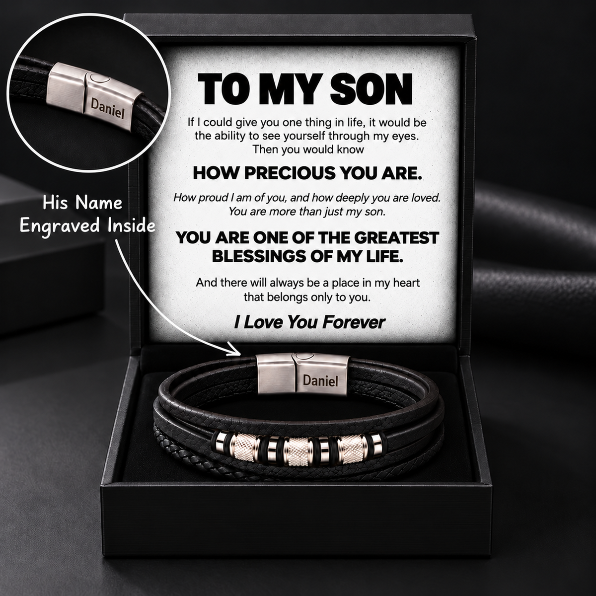 To My Son - Braided Leather Style Bracelet