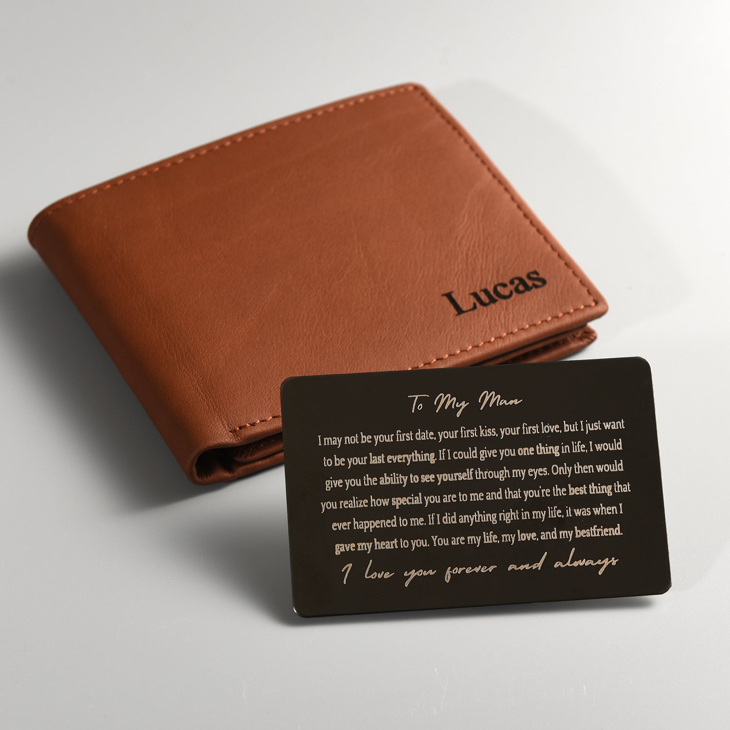Set de regalo con tarjeta y billetera personalizada "Tu último todo" 
