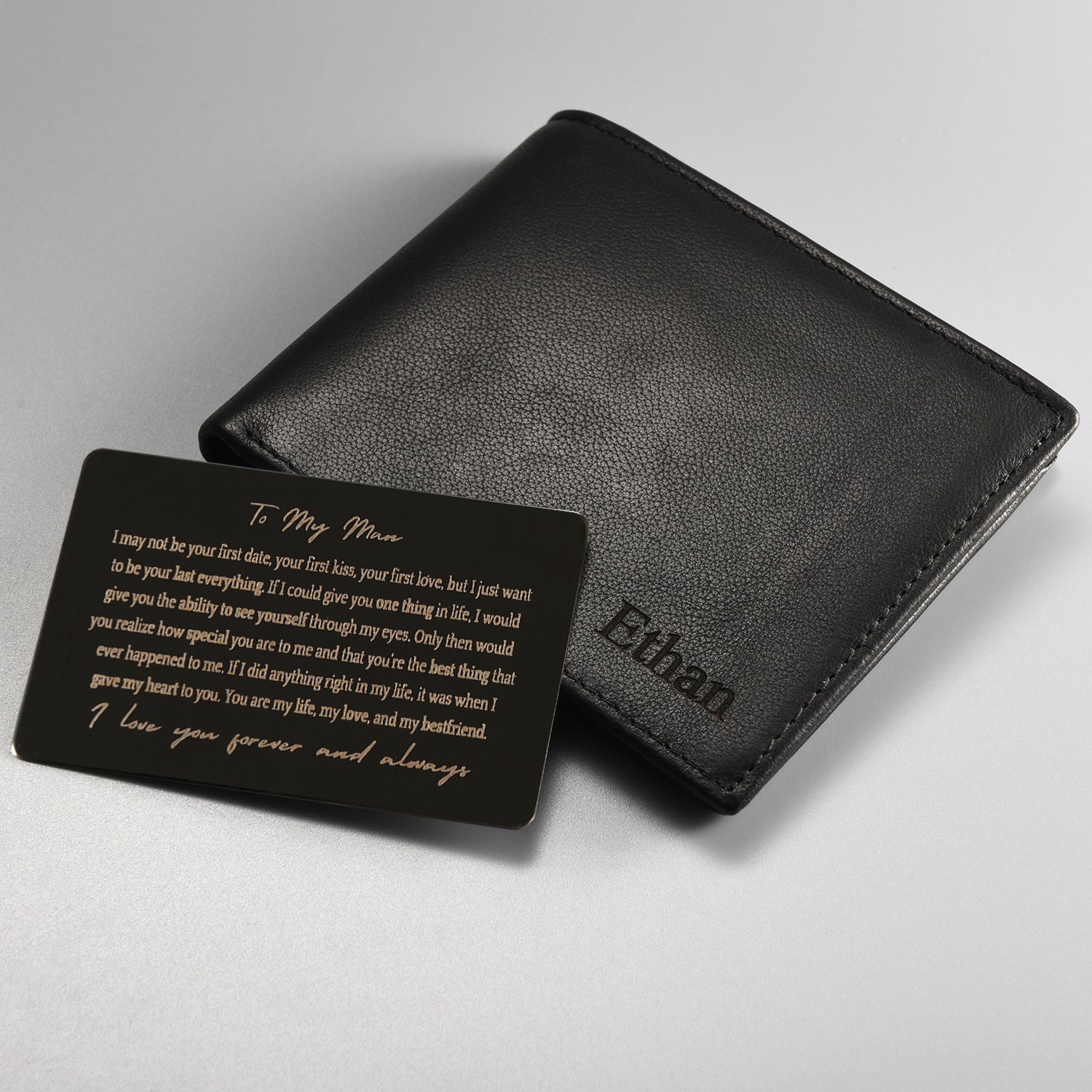Set de regalo con tarjeta y billetera personalizada "Tu último todo" 