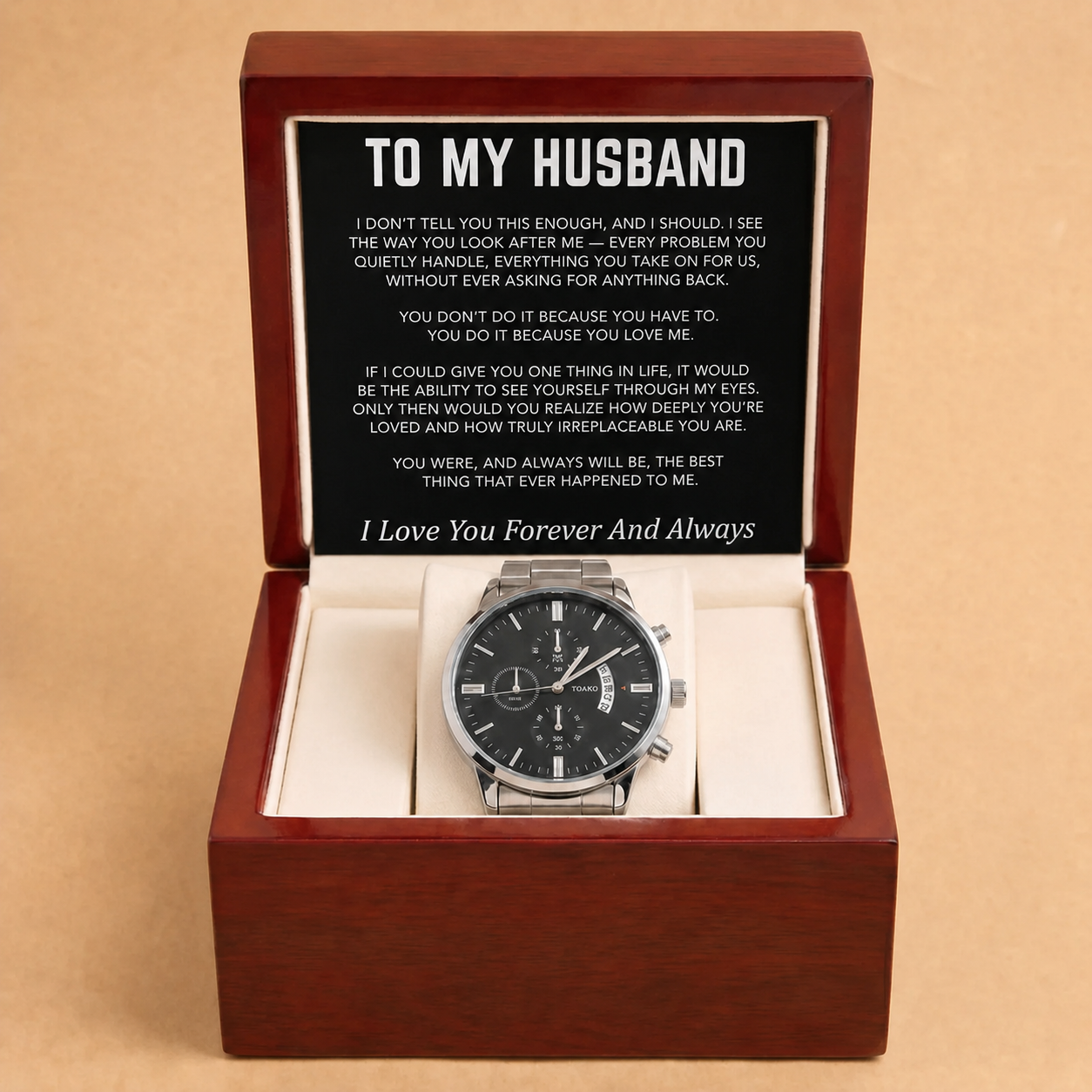 To My Husband - Engraved Stainless Steel Watch