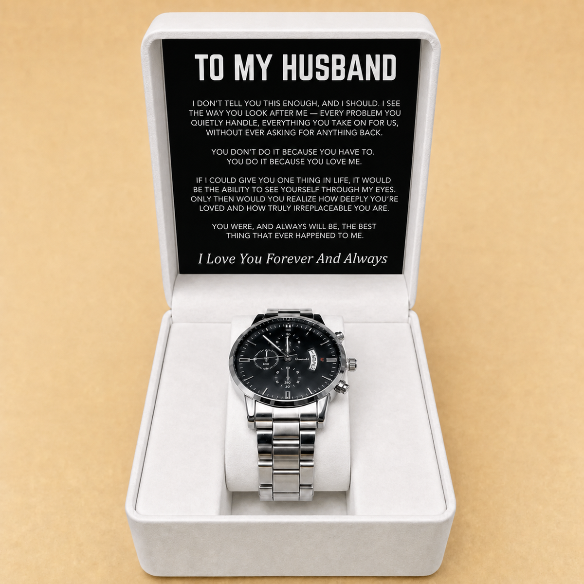 To My Husband - Engraved Stainless Steel Watch