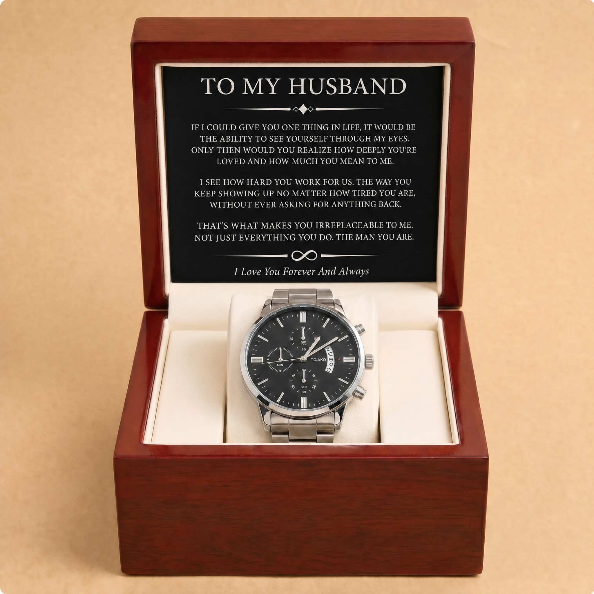 To My Husband - Engraved Stainless Steel Watch