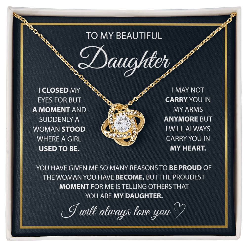 Para mi hija: un conjunto de regalo de collar con el mensaje "A Lifetime of Love" 