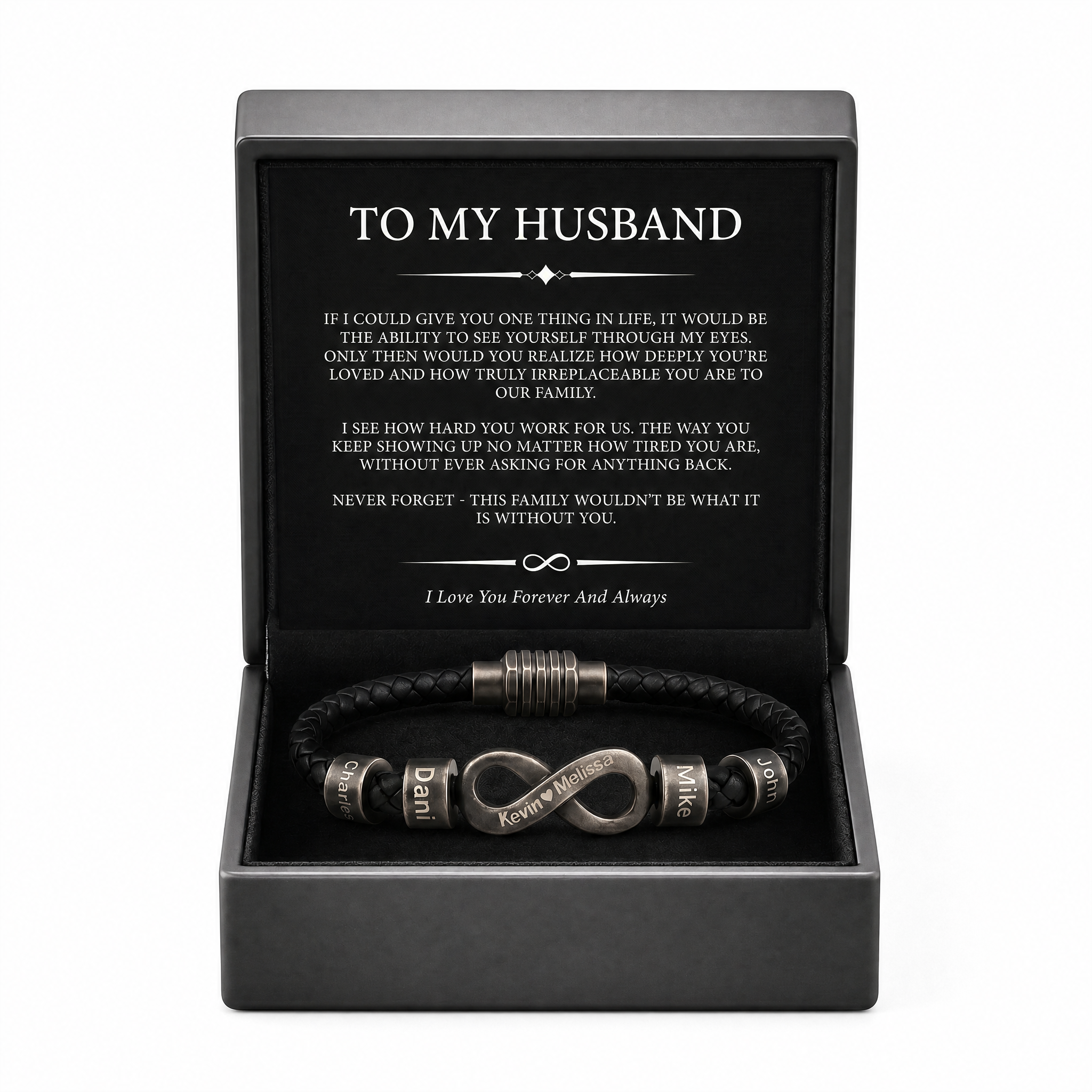 Infinity Name Bracelet - For the Man Who Holds Us Together