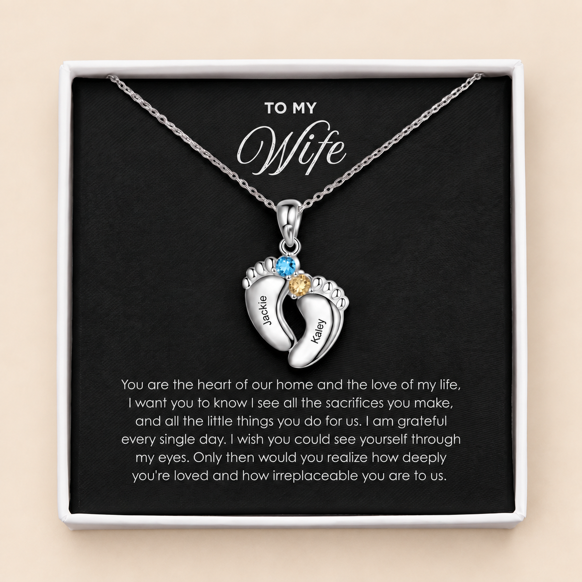 "Our Little Footprints" - Custom Name Baby Feet Necklace