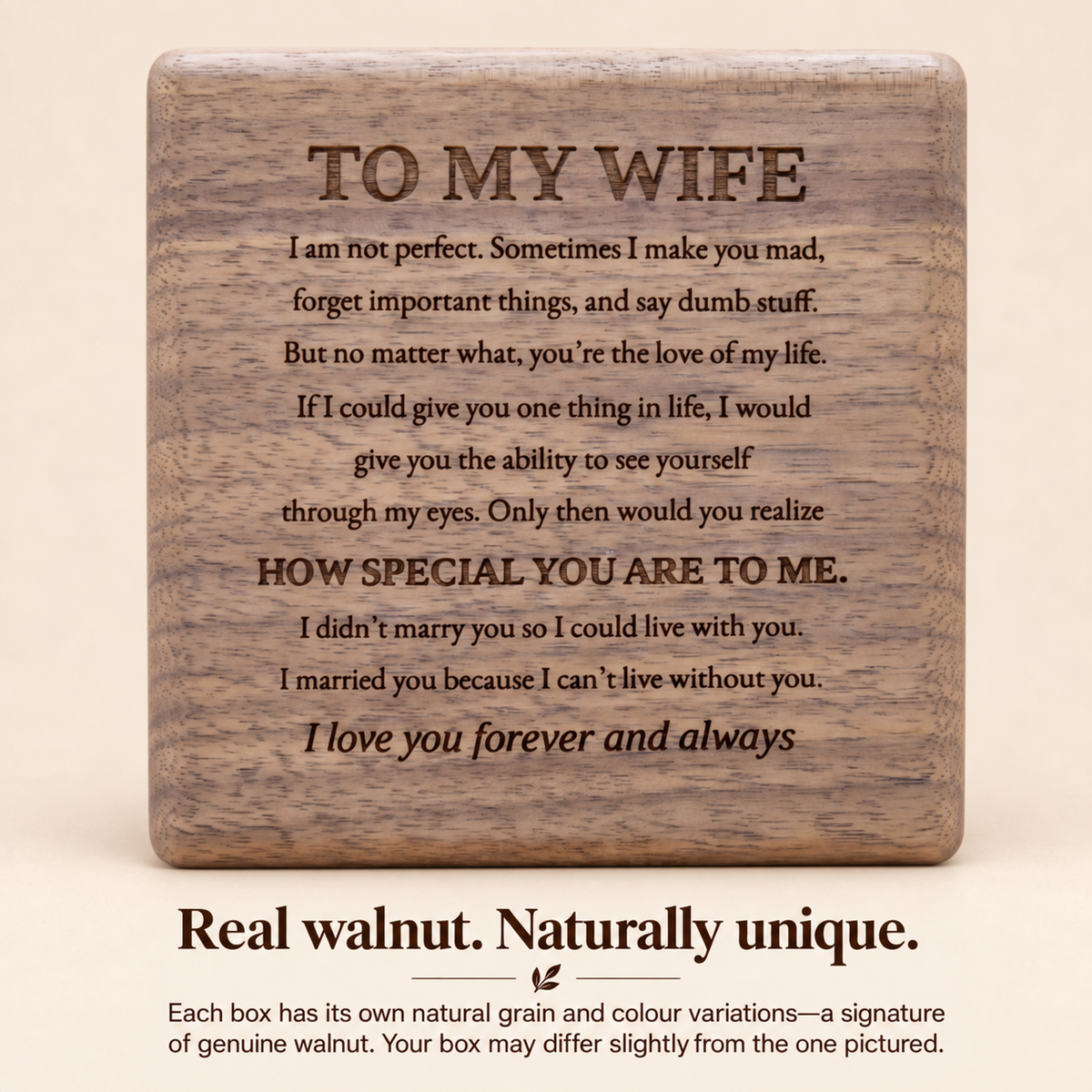 To My Wife – Infinity Love Bracelet & Walnut Box