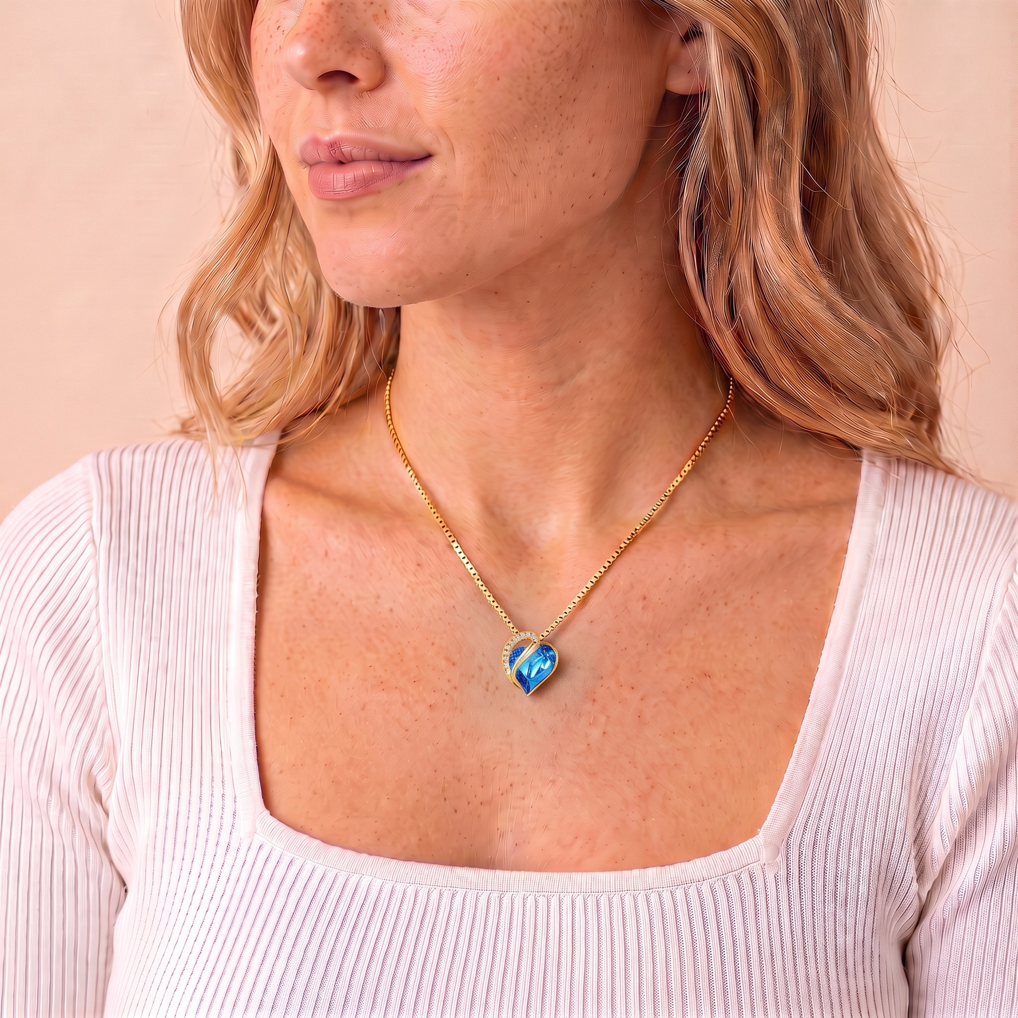 To My Wife – Birthstone Heart Crystal Necklace