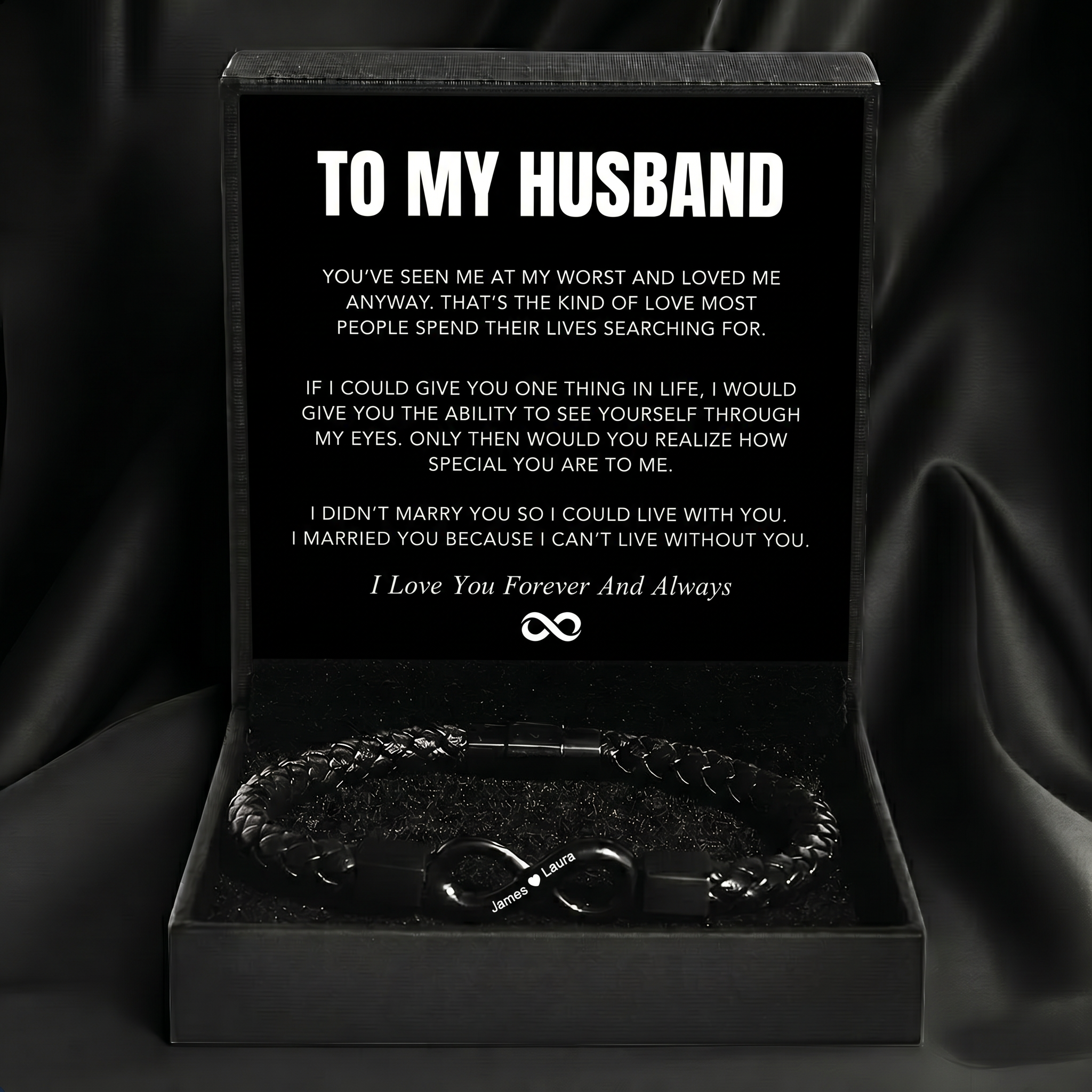 "Para mi hombre": pulsera personalizada con el infinito 