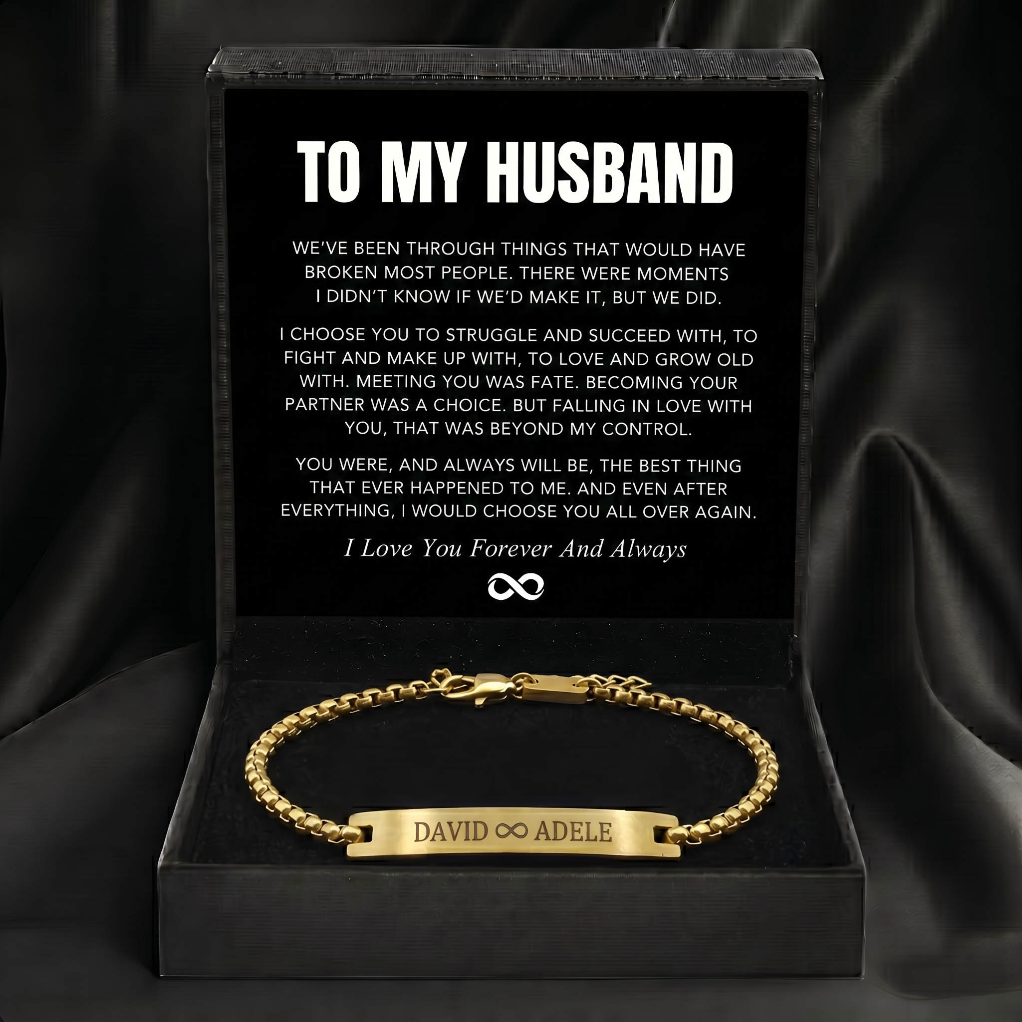 "Para mi hombre": pulsera personalizada con el infinito 
