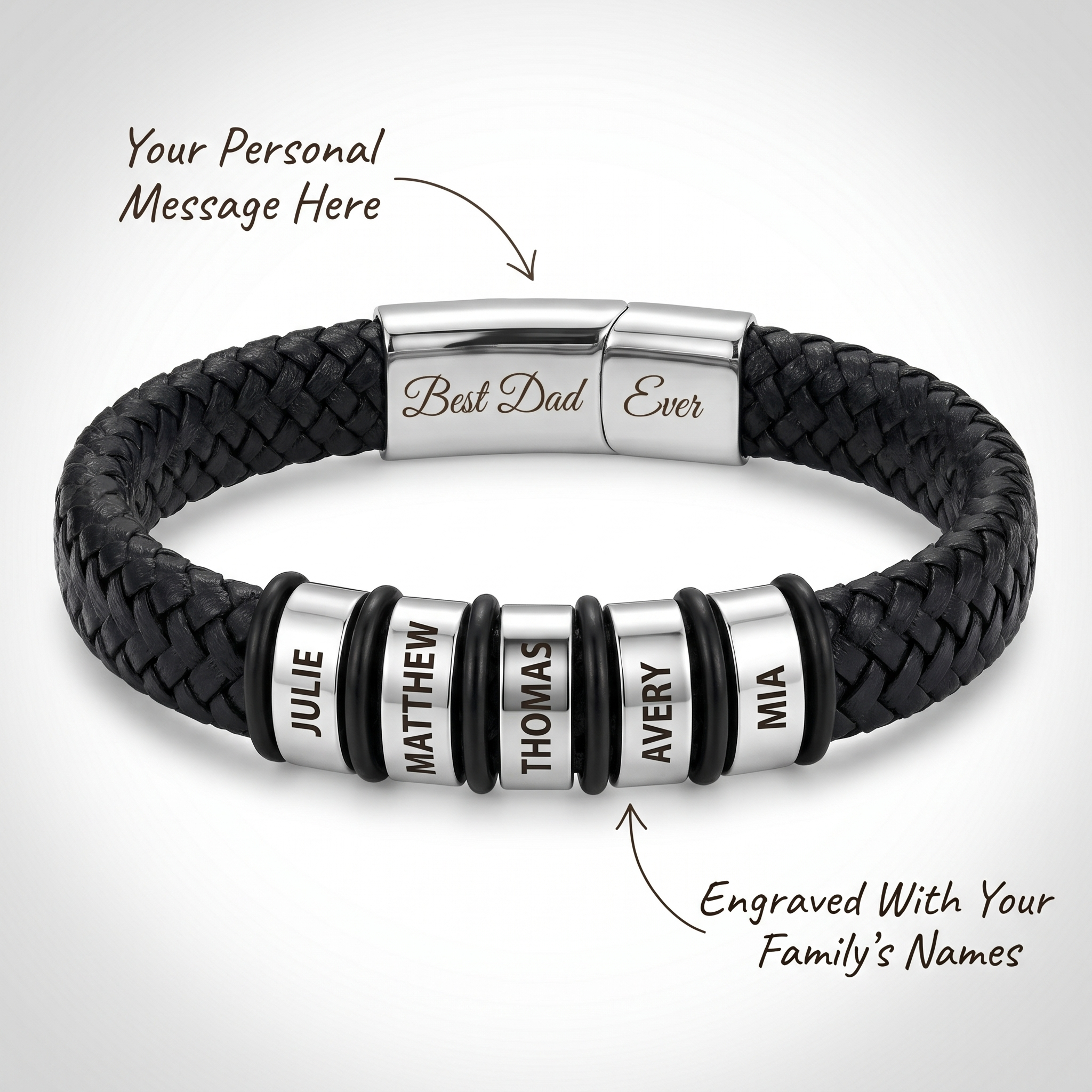 Family Forever - Juego de pulseras de cuero personalizadas