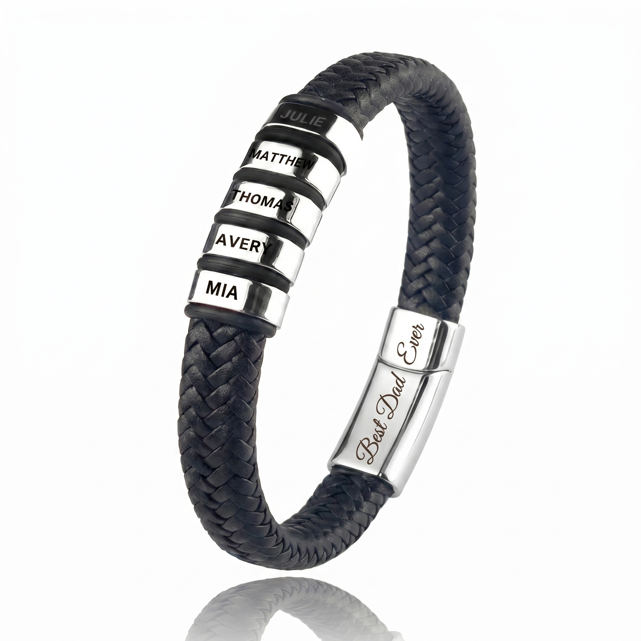 Family Forever - Juego de pulseras de cuero personalizadas
