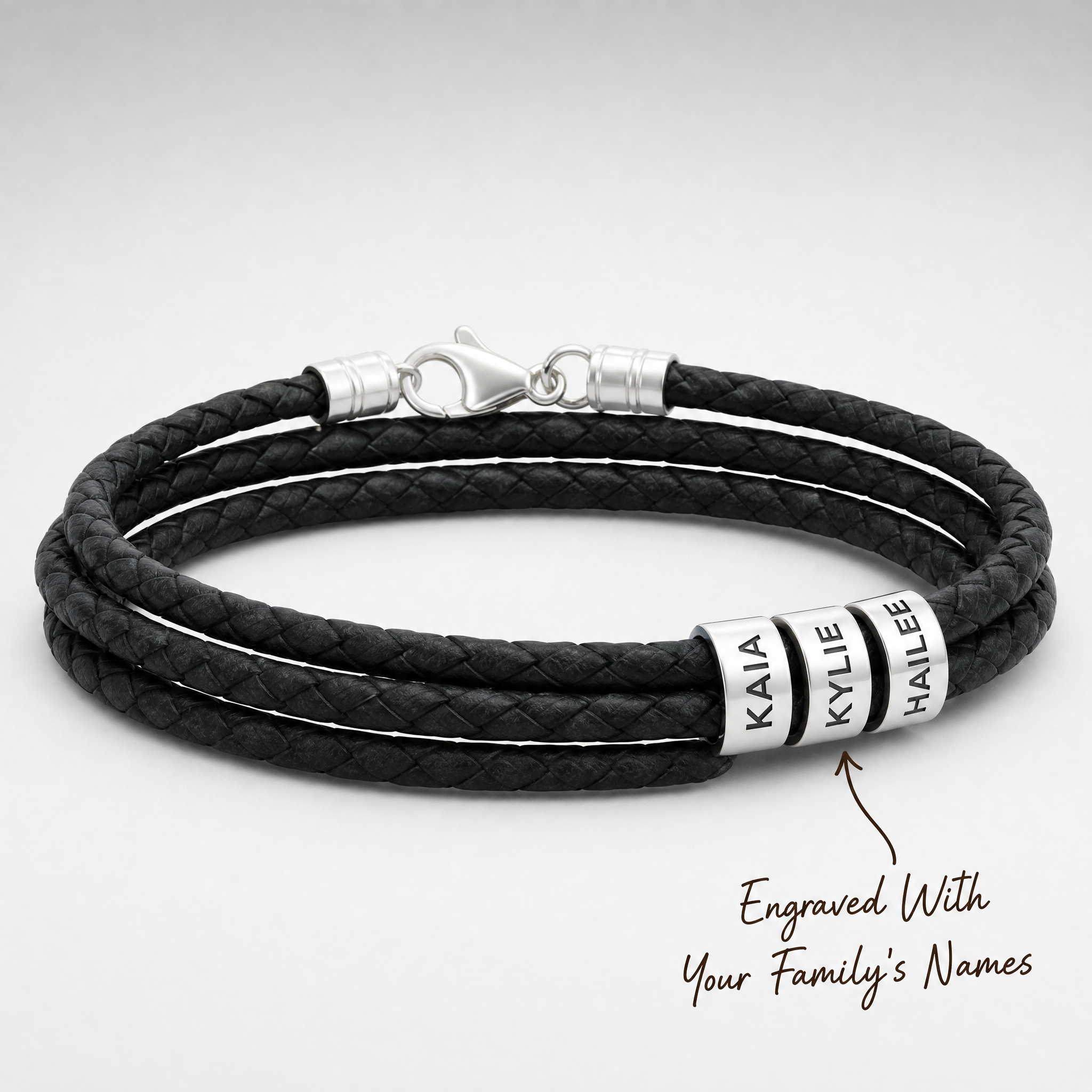 Family Forever - Juego de pulseras de cuero personalizadas
