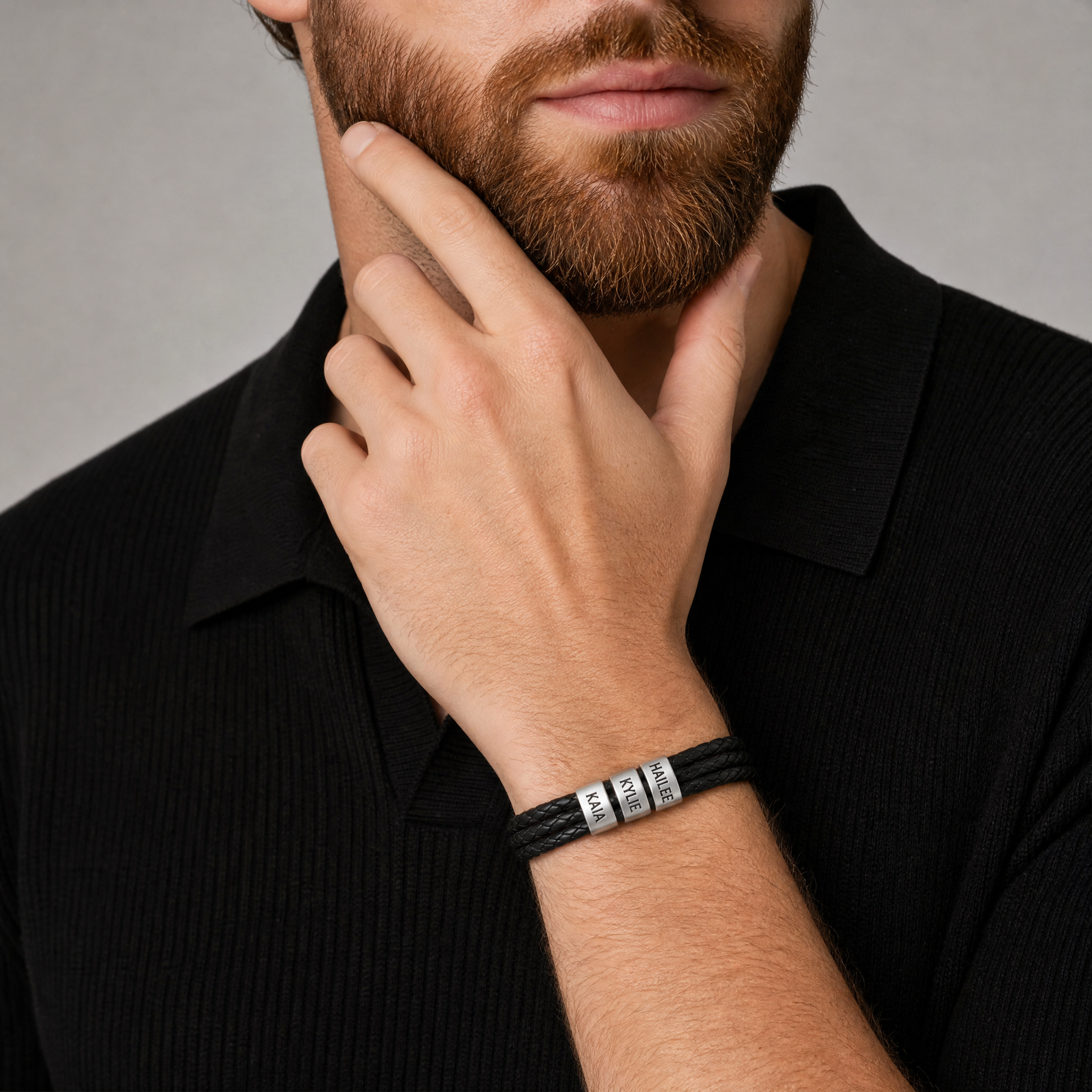 Family Forever - Juego de pulseras de cuero personalizadas