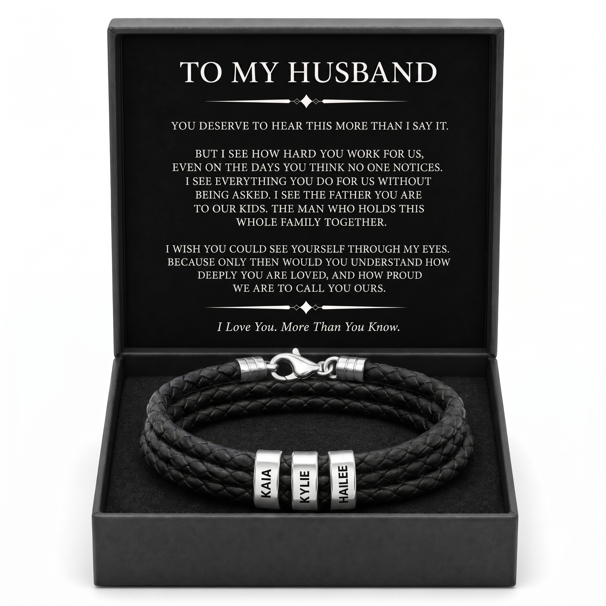 Family Forever - Juego de pulseras de cuero personalizadas
