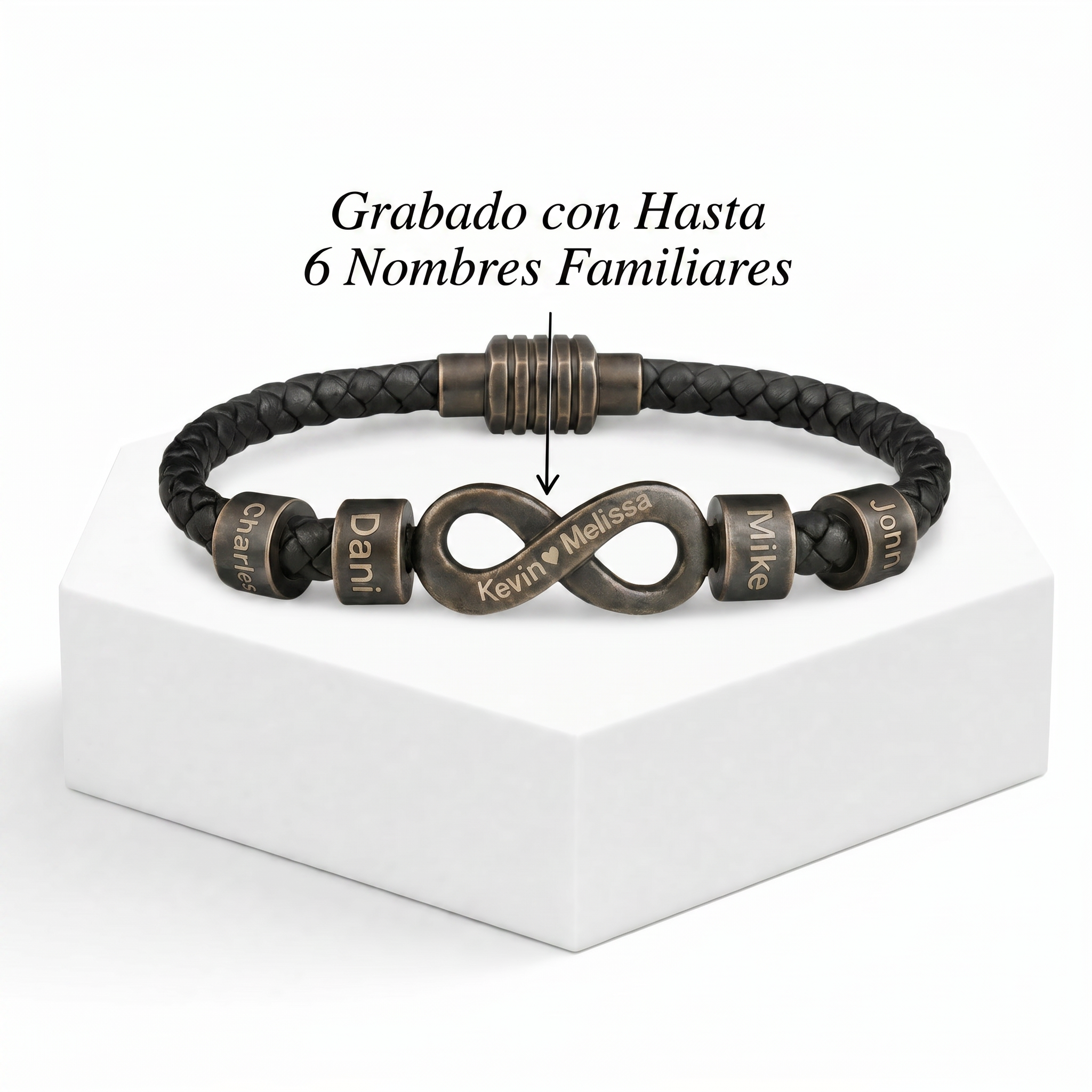 Pulsera infinito personalizada para el hombre que mantiene unida a la familia
