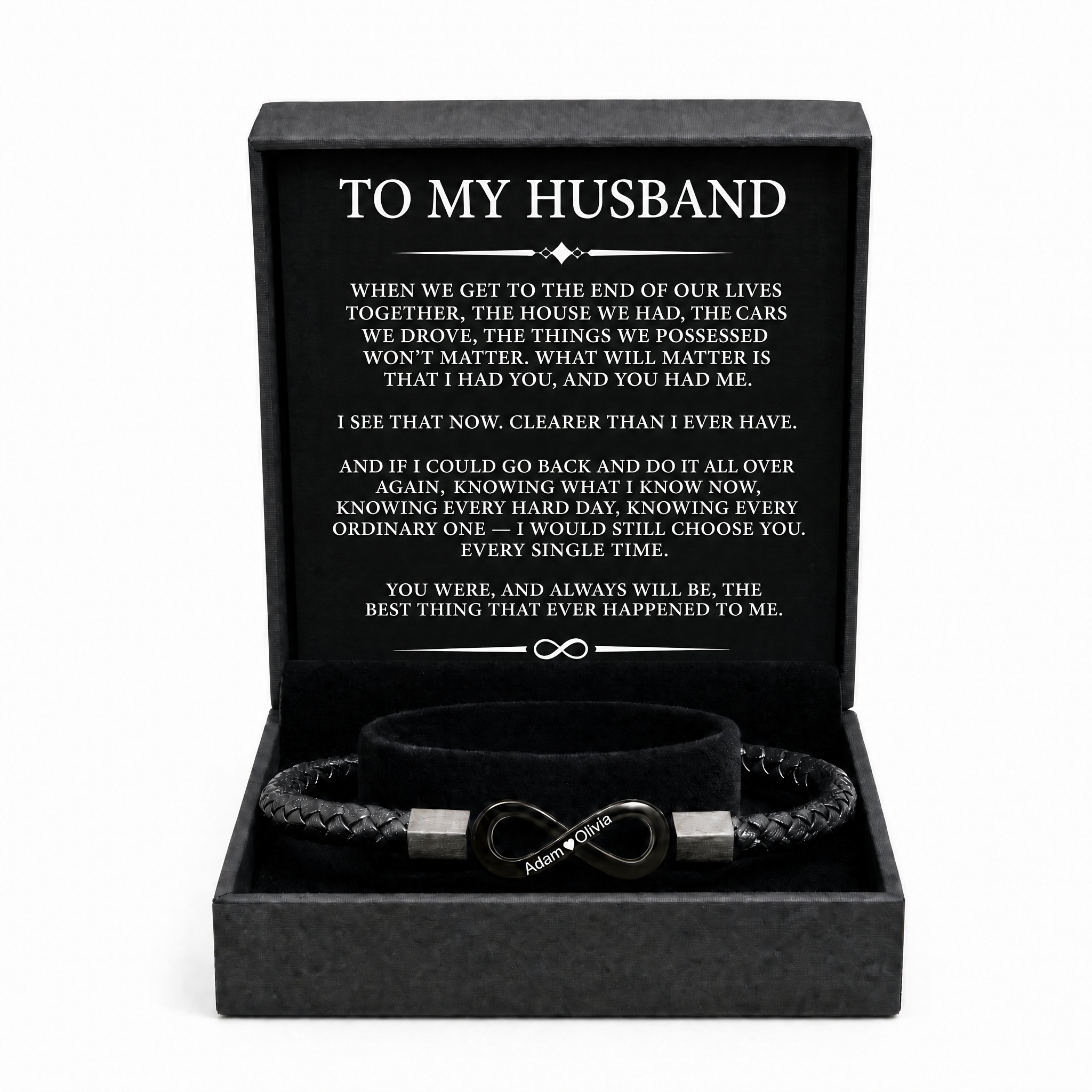 "Para mi hombre": pulsera personalizada con el infinito 
