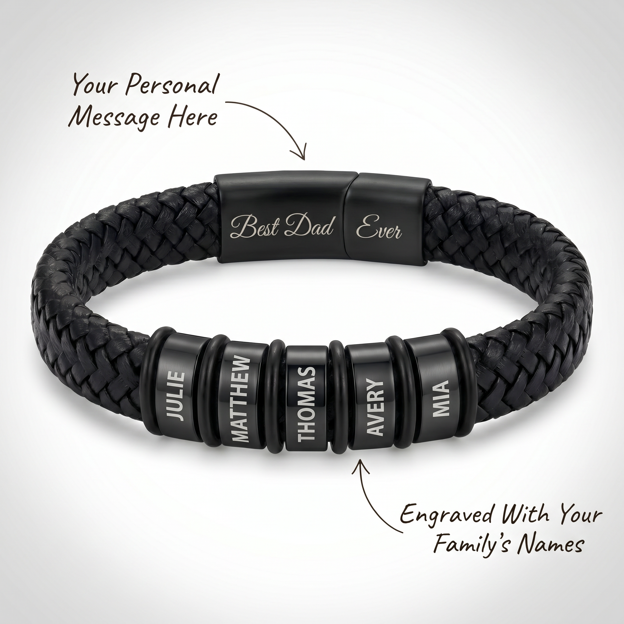 Family Forever - Juego de pulseras de cuero personalizadas