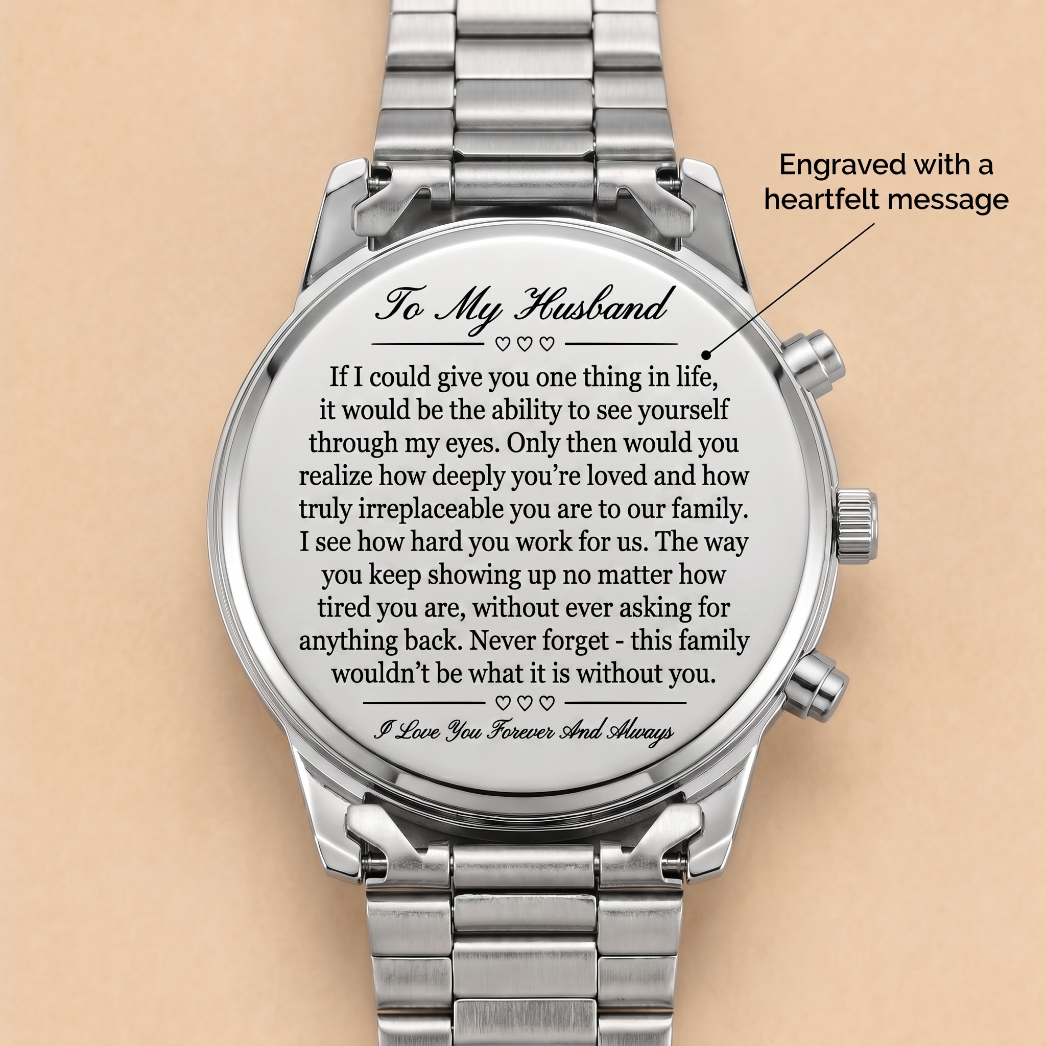 To My Husband - Engraved Stainless Steel Watch