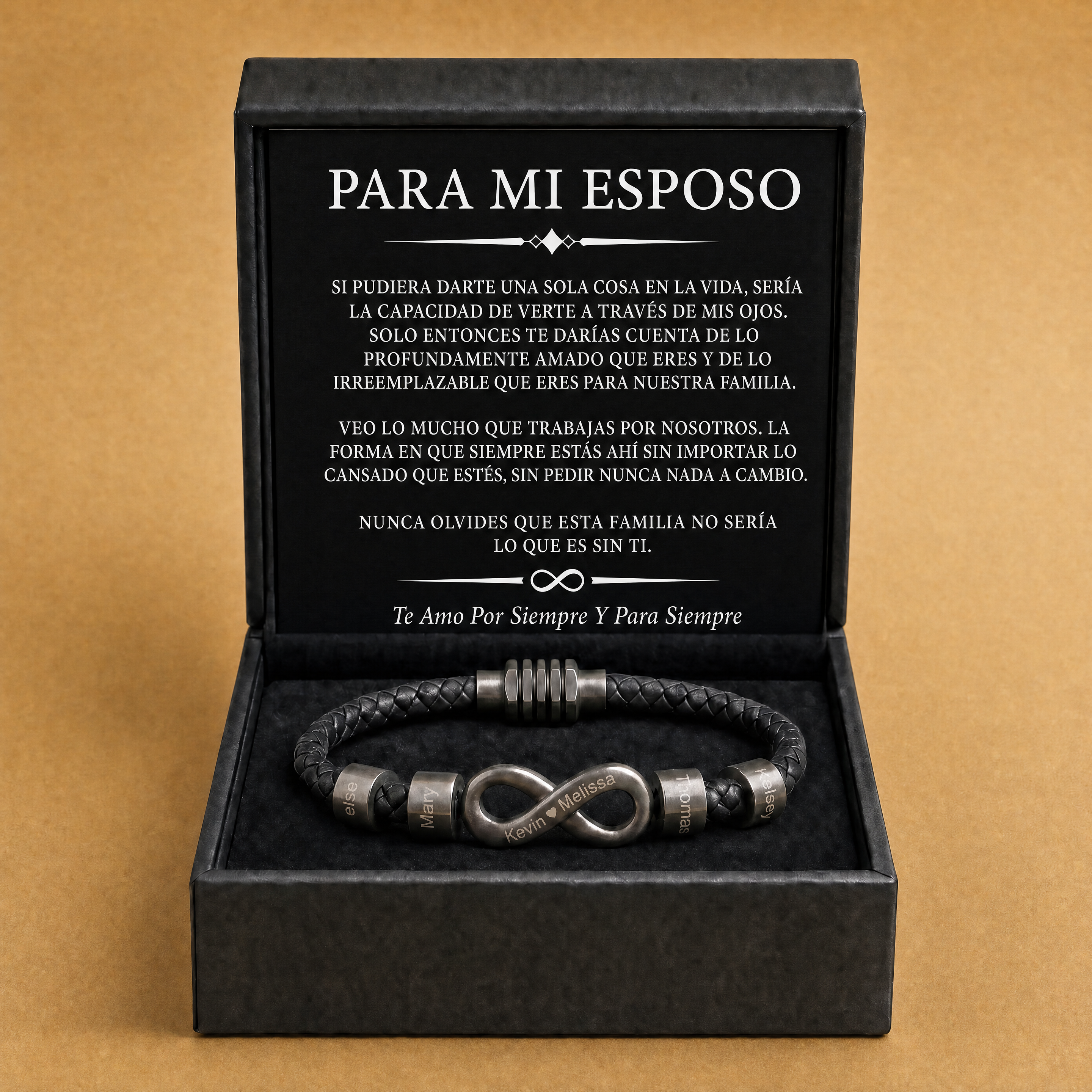 Pulsera Infinito con Nombres, Para el Hombre que Nos Mantiene Unidos