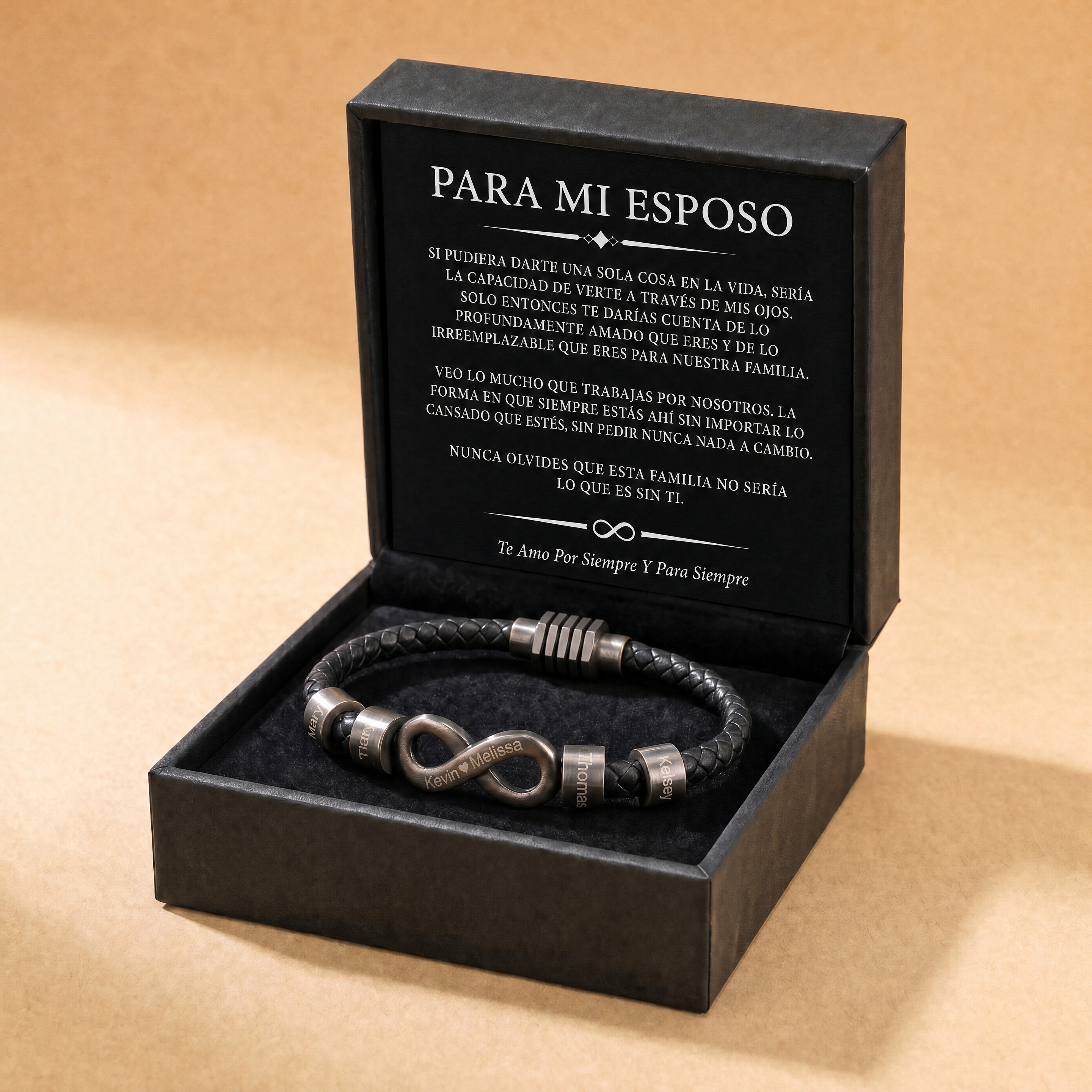 Pulsera Infinito con Nombres, Para el Hombre que Nos Mantiene Unidos