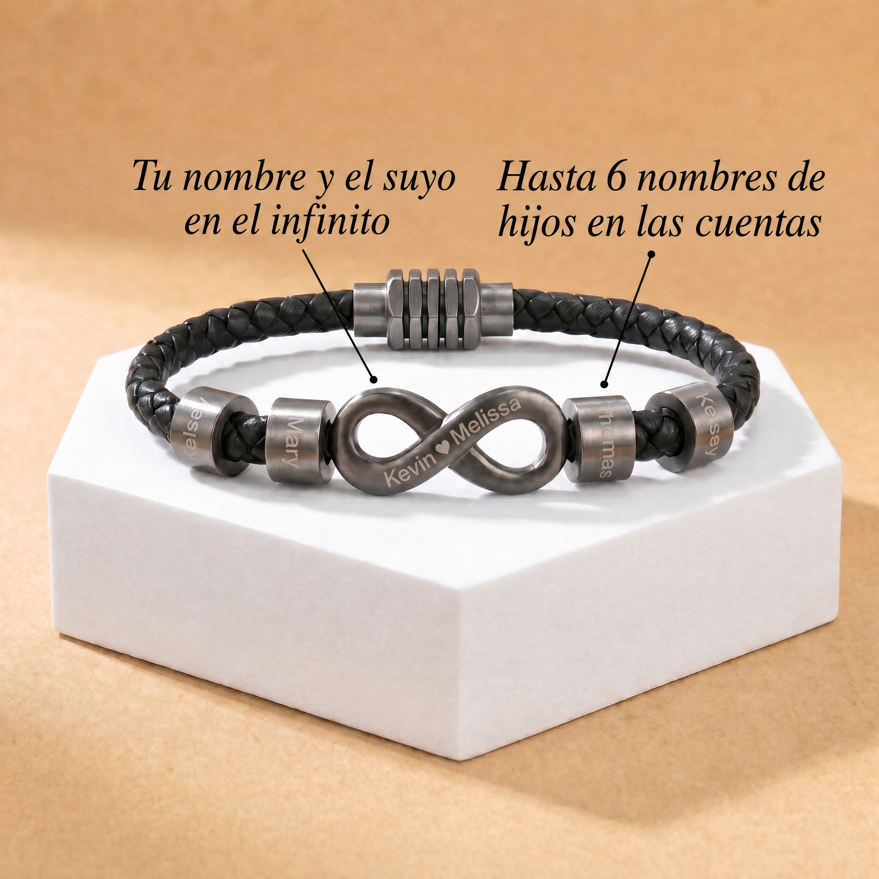 Pulsera Infinito con Nombres, Para el Hombre que Nos Mantiene Unidos