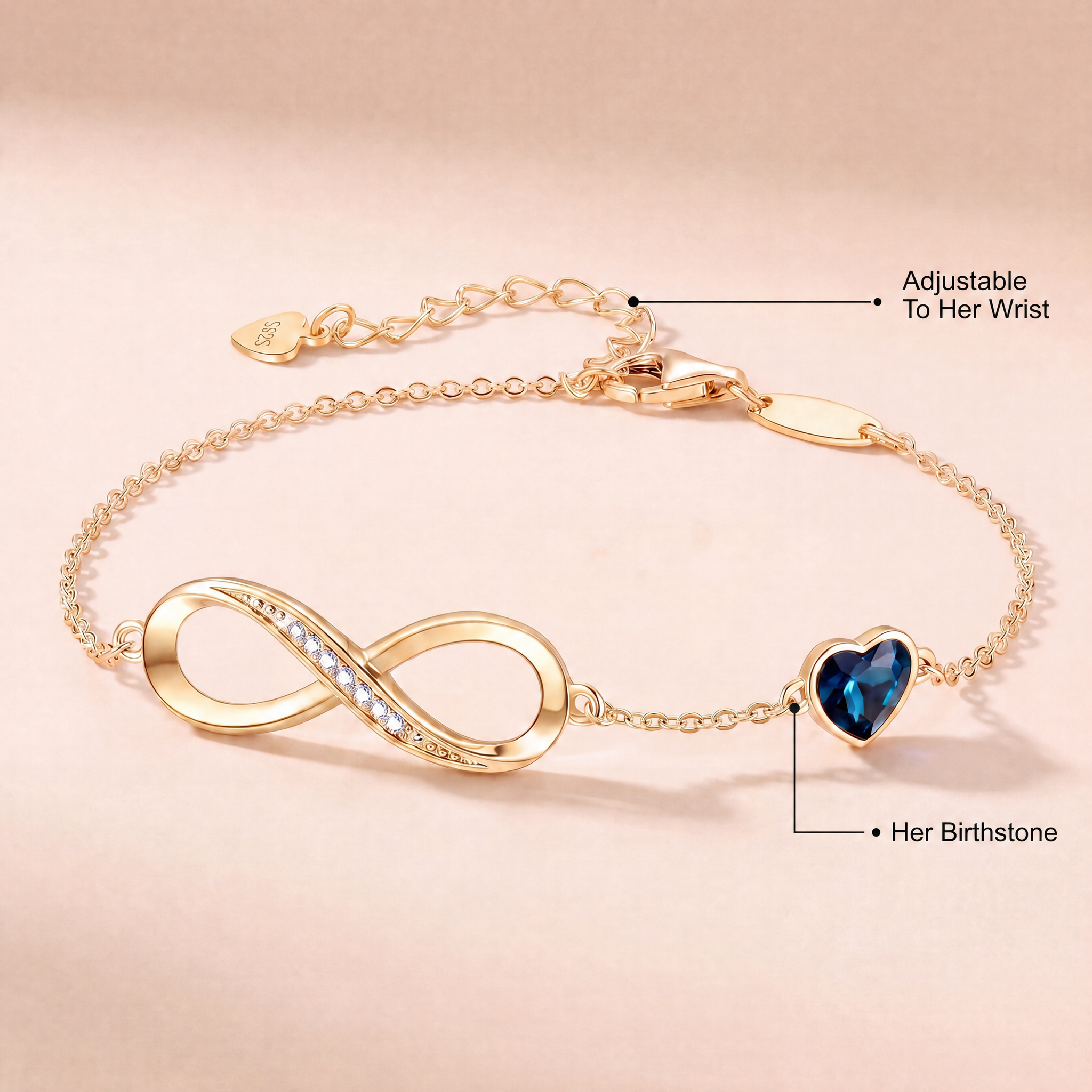 To My Wife – Infinity Birthstone Bracelet