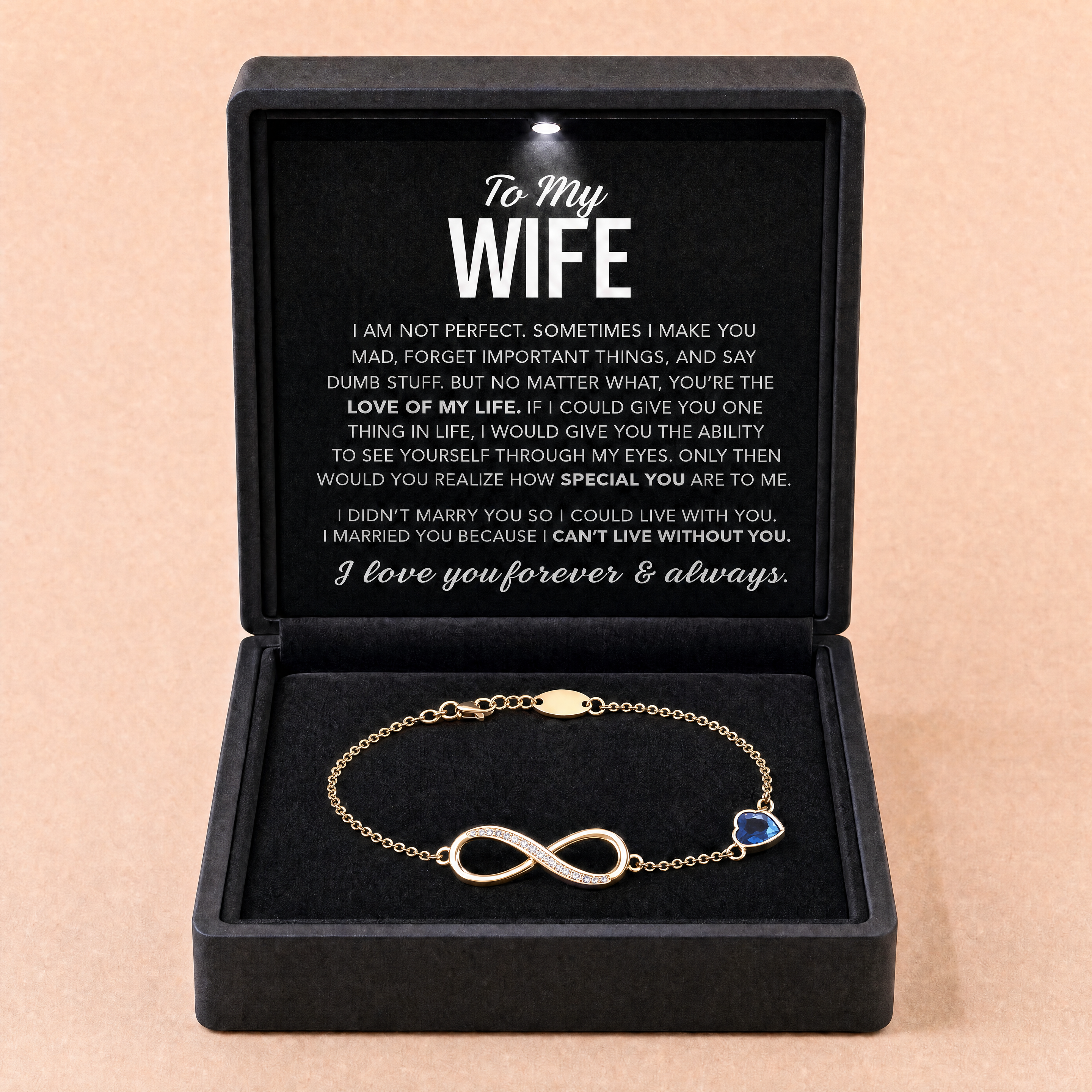 To My Wife – Infinity Birthstone Bracelet