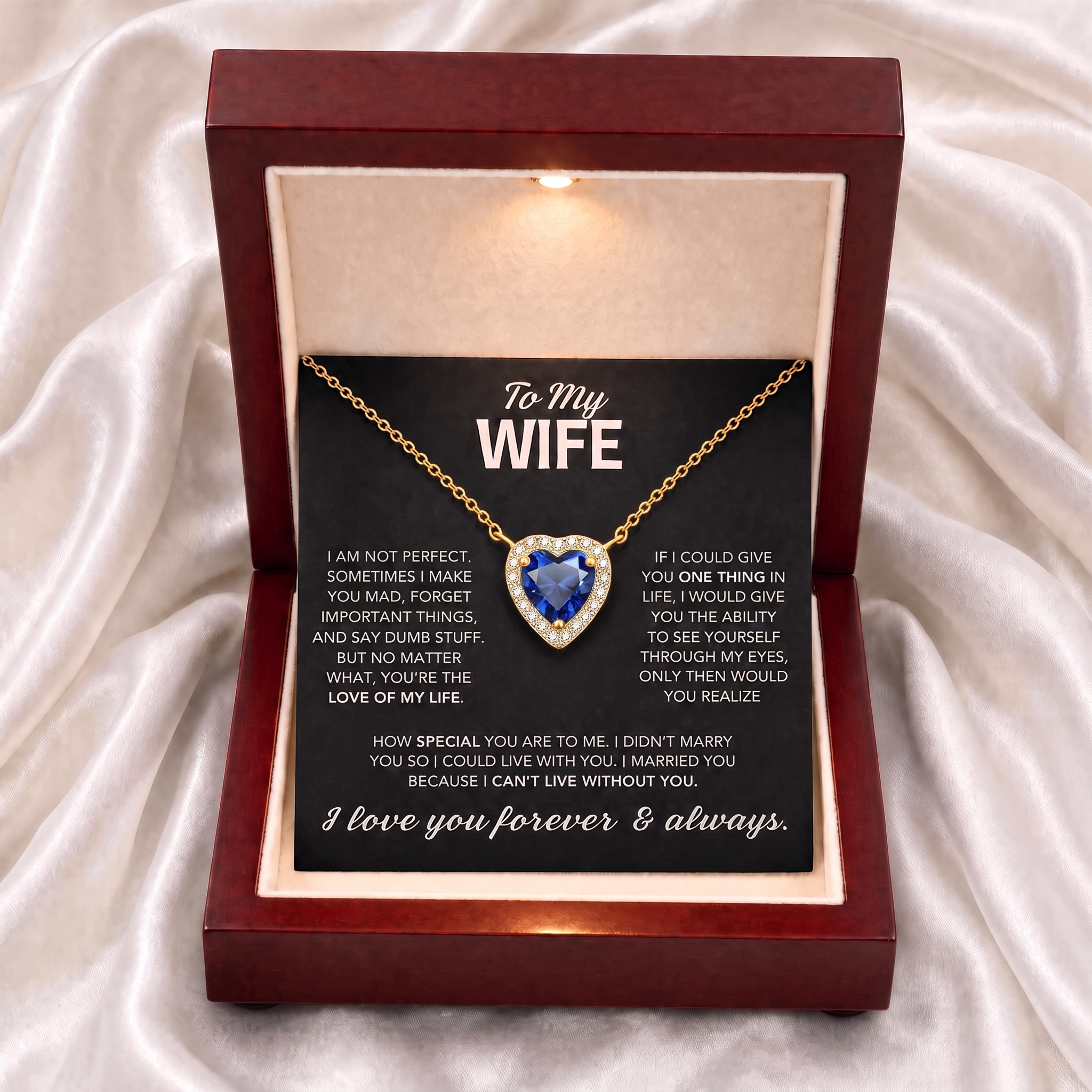 To My Wife – Birthstone Heart Pendant Necklace
