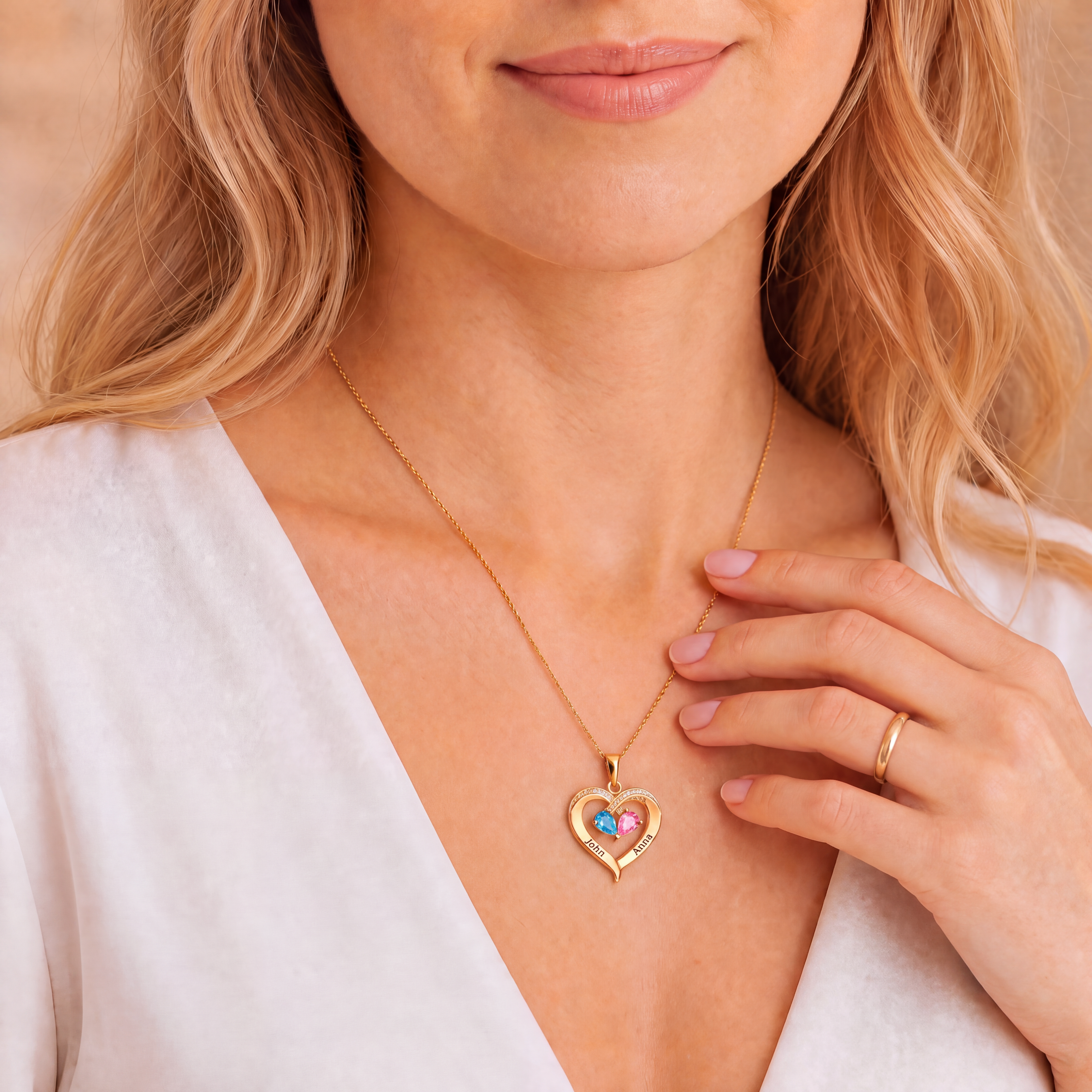 To My Wife – Birthstone Heart Necklace