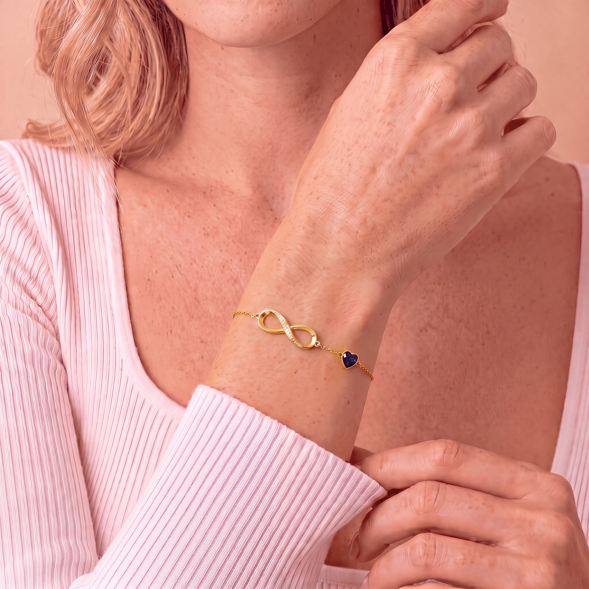 To My Wife – Infinity Birthstone Bracelet with Customized Box