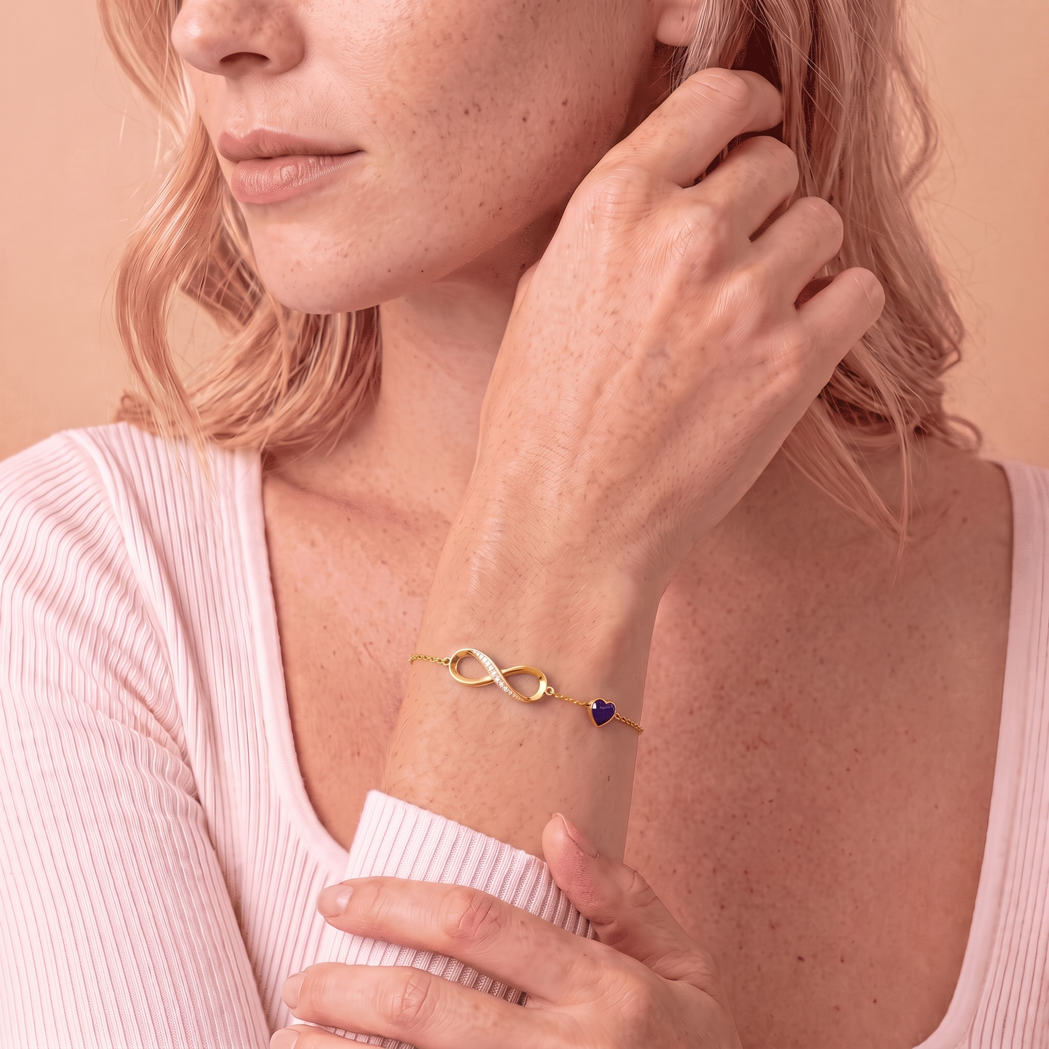 To My Wife – Infinity Birthstone Bracelet with Customized Box