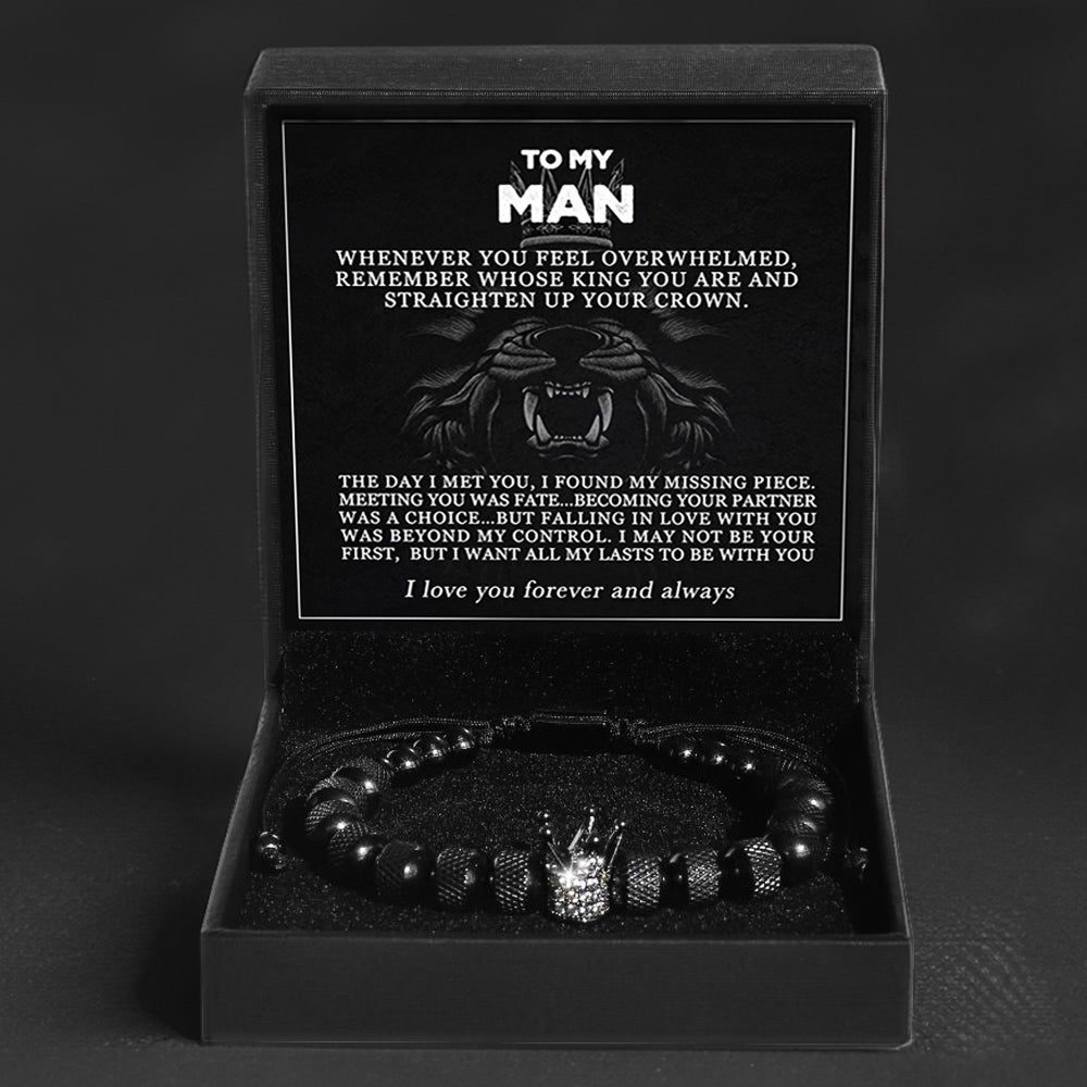 Conjunto de regalo de pulseras "Para mi hombre: endereza tu corona" 