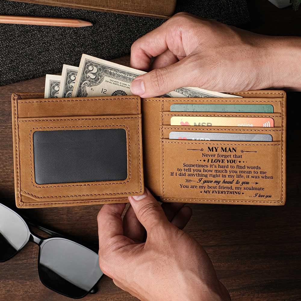 Para mi hombre - Cartera de piel 100 % auténtica