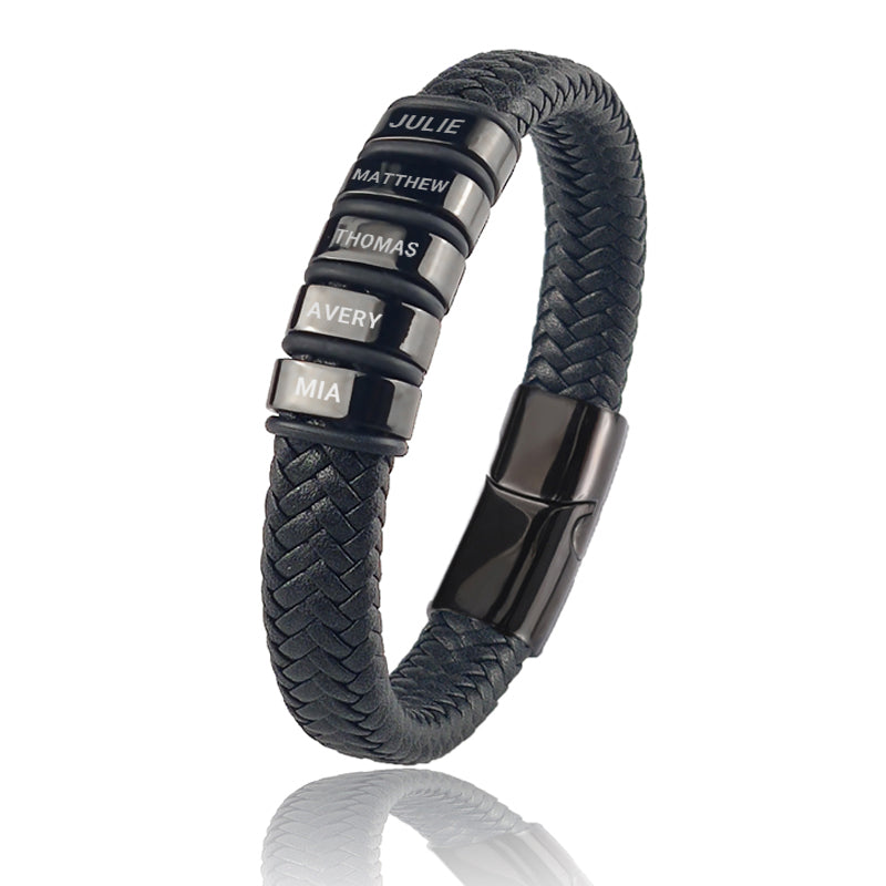 Family Forever - Juego de pulseras de cuero personalizadas
